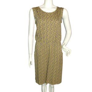 Boden Dress, 6L, Taupe/Yellow grapes, Cotton blend, Scoop neck, Casual, Pockets